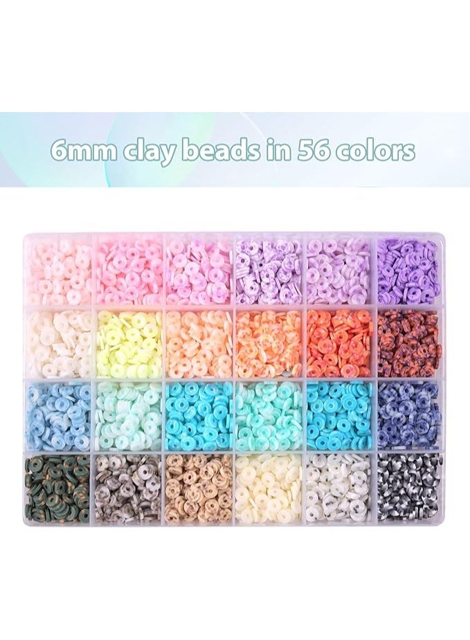 TDOO Bracelet Making Kit, 10,000 Pcs Polymer Clay Beads, 48 Colors Round Letter Beads Jewelry Making Kit Friendship Bracelets Heshi Beads with Charms Strings Crafts Gift for Girls Adults (3 Boxes) - Image 5